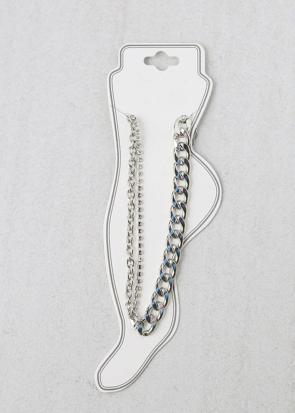 3-Layered Chain and Rhinestone Anklet