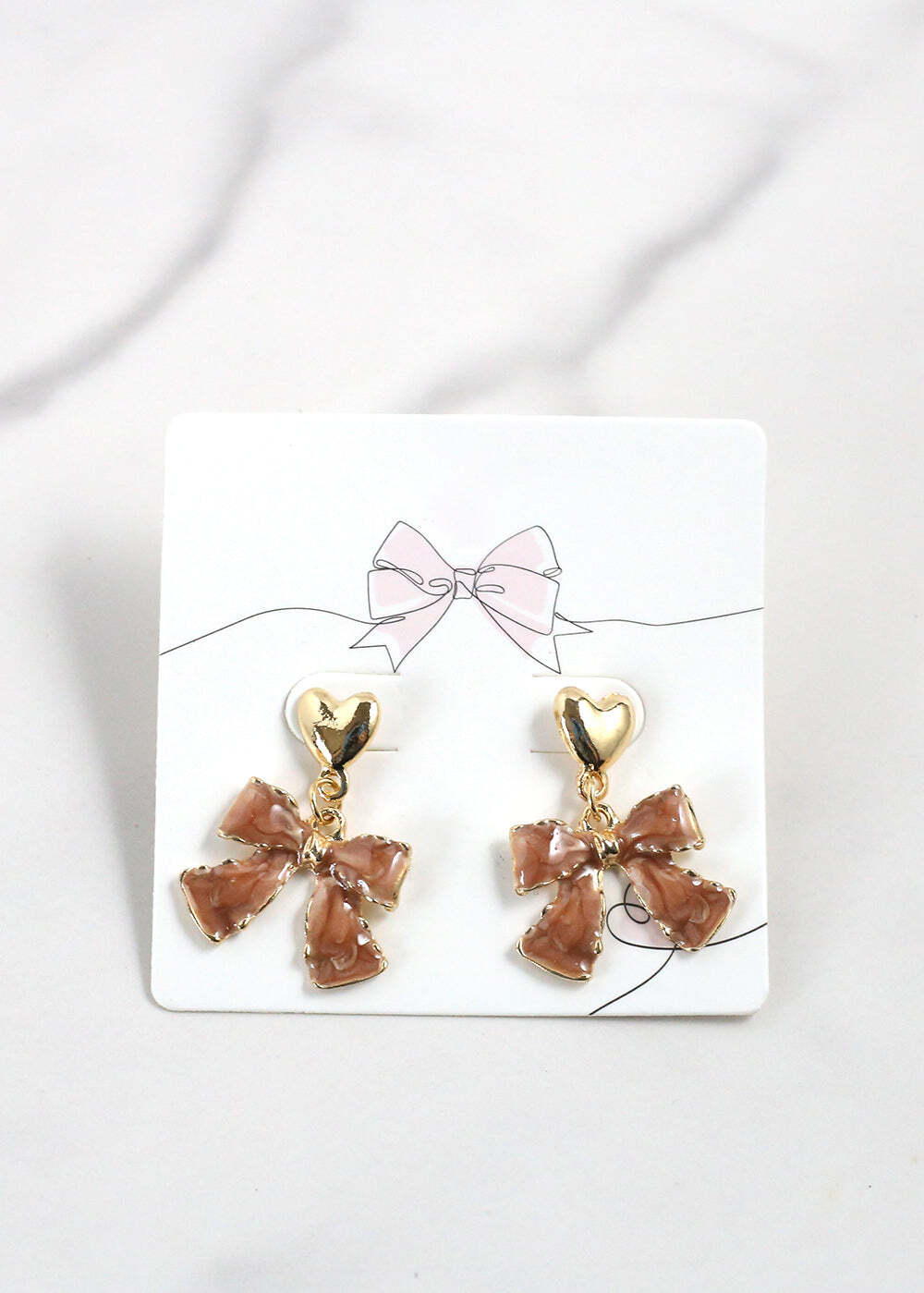 Elegant Marble Bow Earrings