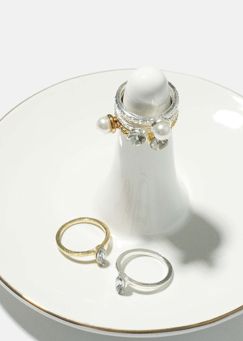 Pearl & Oval Rhinestone Rings