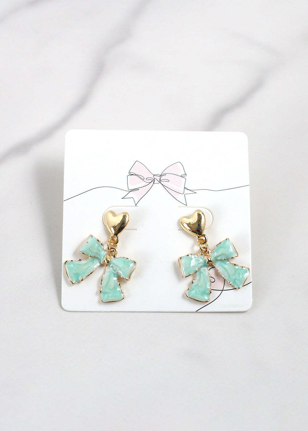 Elegant Marble Bow Earrings