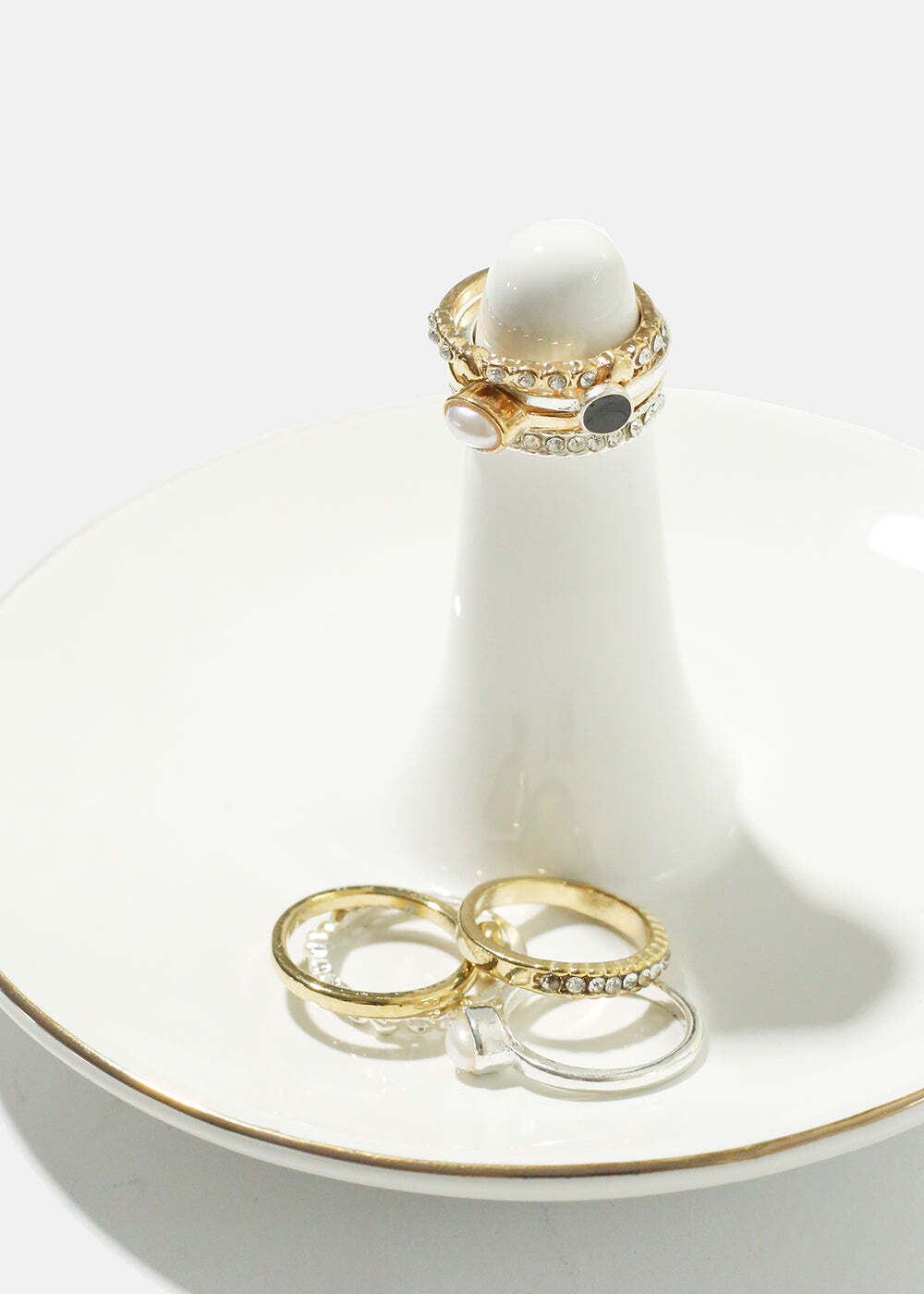 Pearl & Rhinestone Ring Set