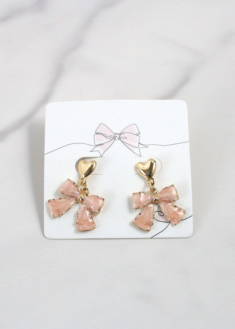 Elegant Marble Bow Earrings