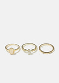 3 Piece Gem and Rhinestone Rings