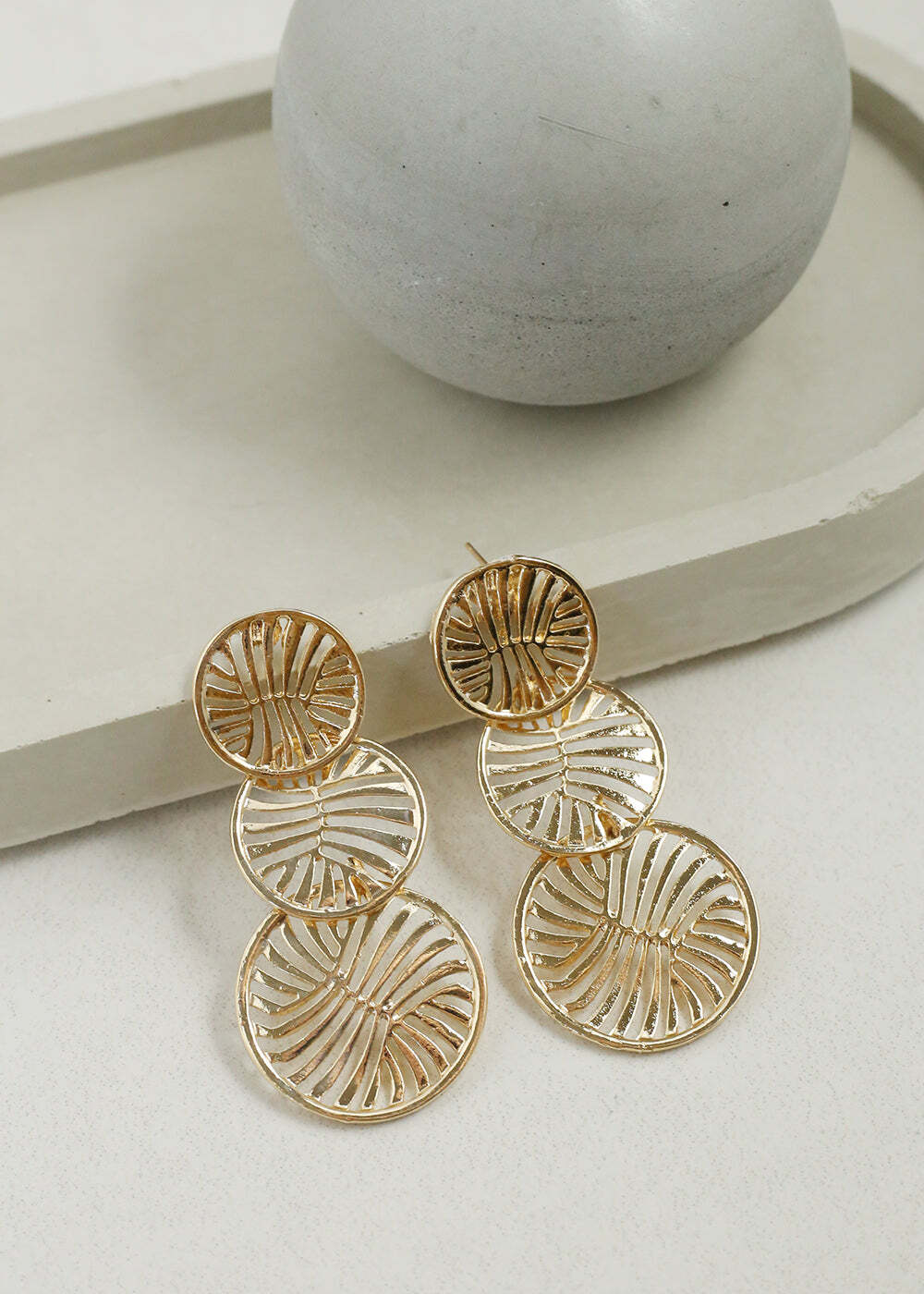 Triple Disc Dangle Earrings
