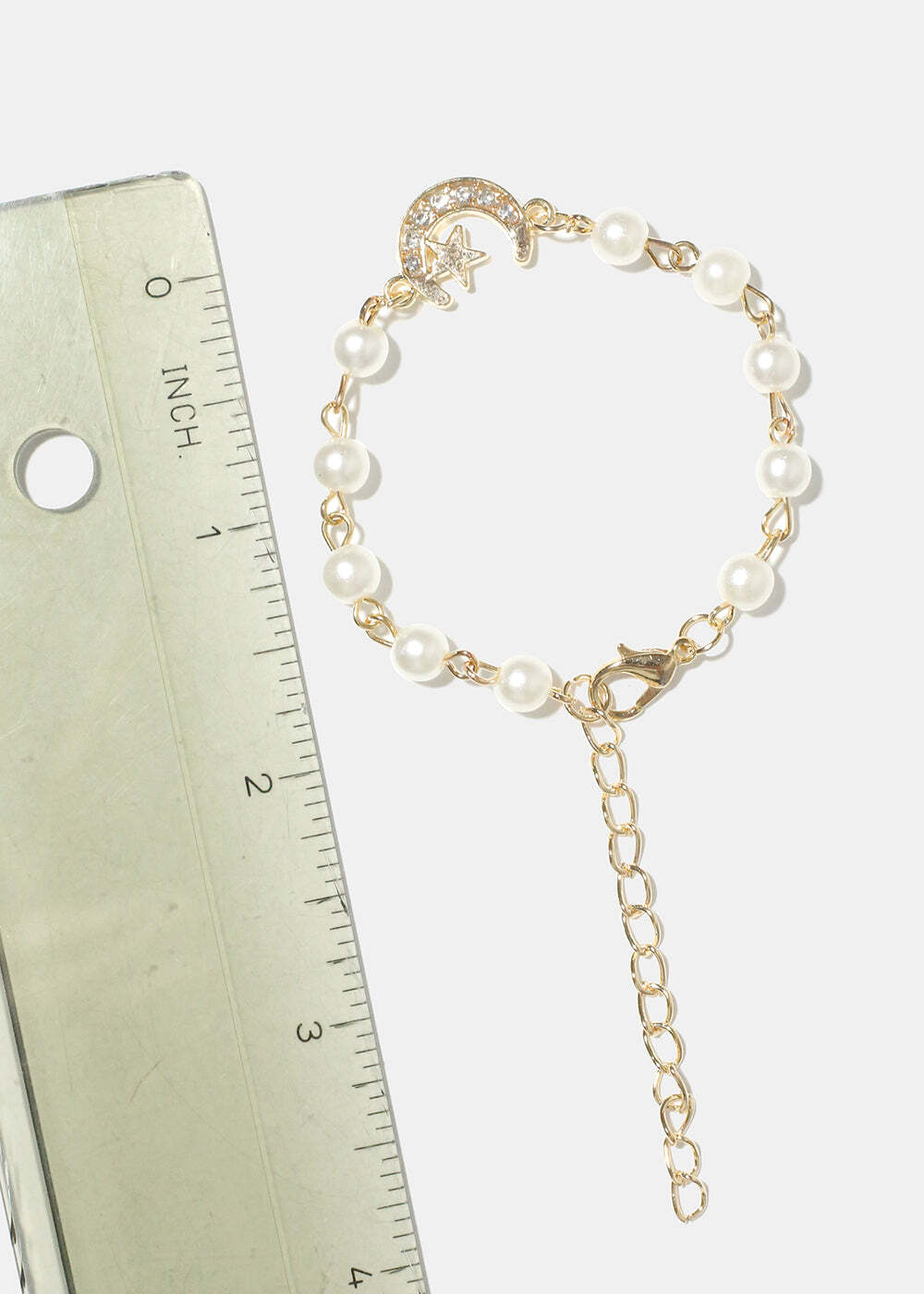 Pearl Bracelet with Crescent Moon and Star