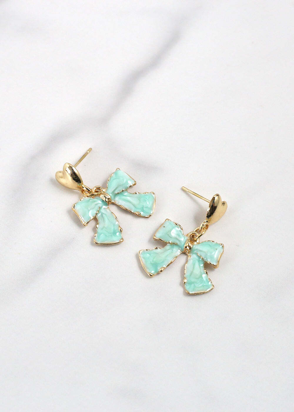 Elegant Marble Bow Earrings