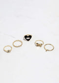 5-Piece Heart + Evil Eye Ring Set