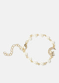 Pearl Bracelet with Crescent Moon and Star